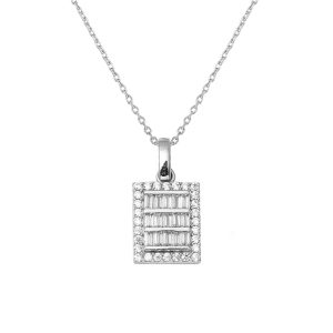 14 Carats Blanc Or Baguette Spor Collier