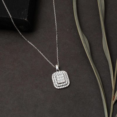 Prenses Baget Beyaz Altın Kolye 14 Ayar - 14K - 2.32g - EZ Gold