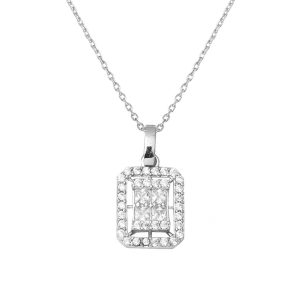 Blanc Or Baguette Collier 14 Carats