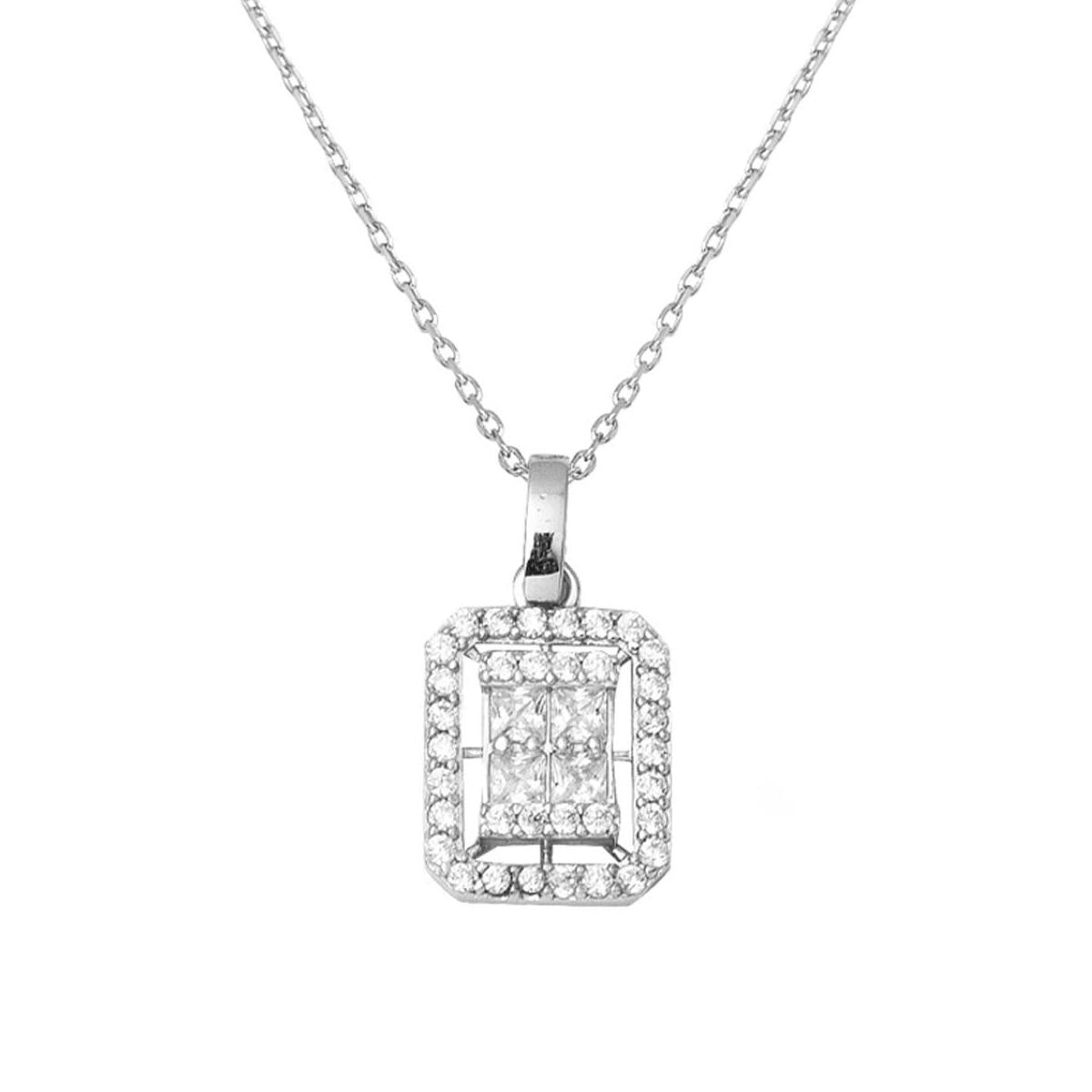Blanc Or Baguette Collier 14 Carats