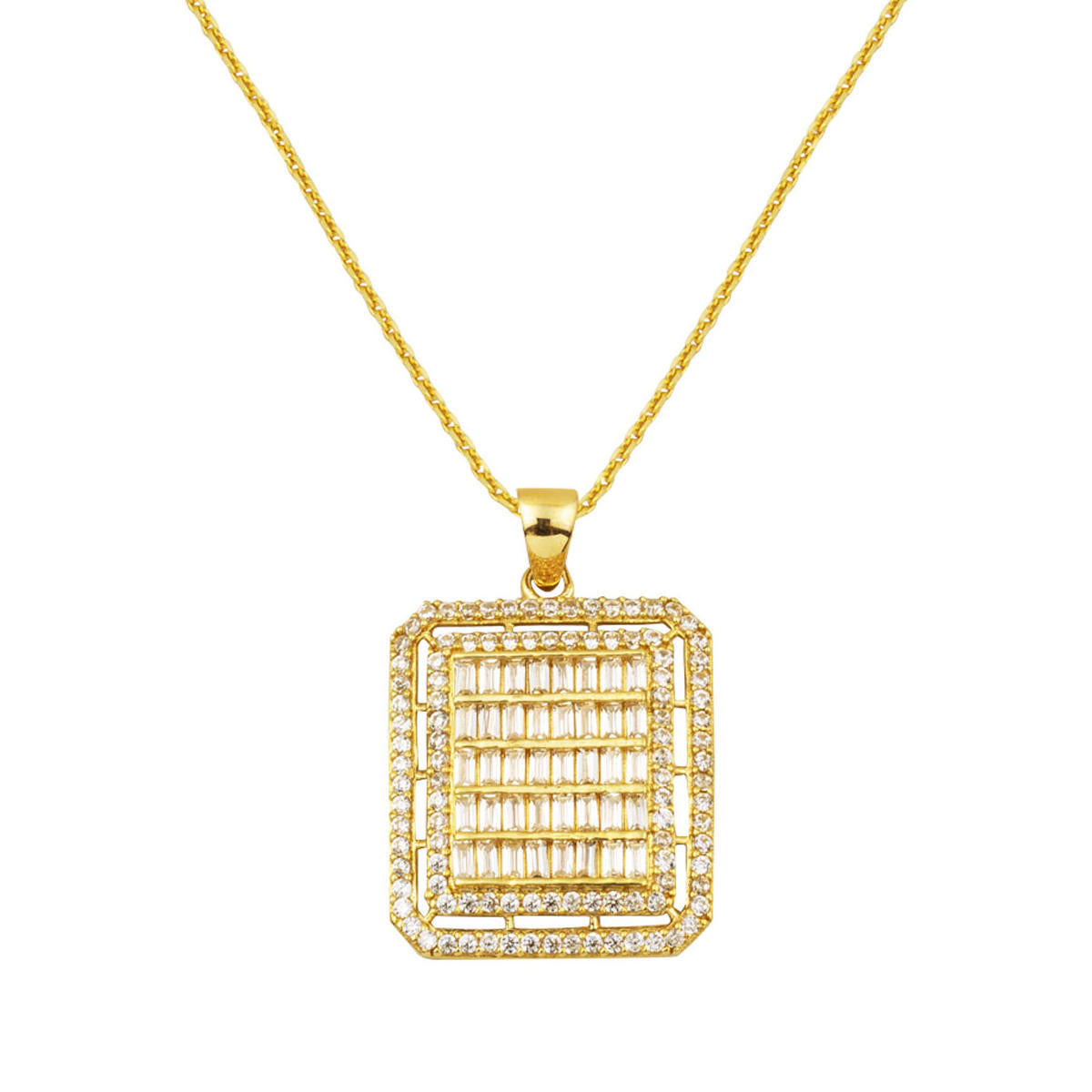 14 Carats Or Carré Baguette Collier