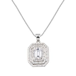 14 Carats Blanc Or a Chaine Baguette Collier
