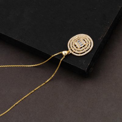14 Ayar Yuvarlak Tasarım Baget Altın Kolye - 14K - 3.37g - EZ Gold
