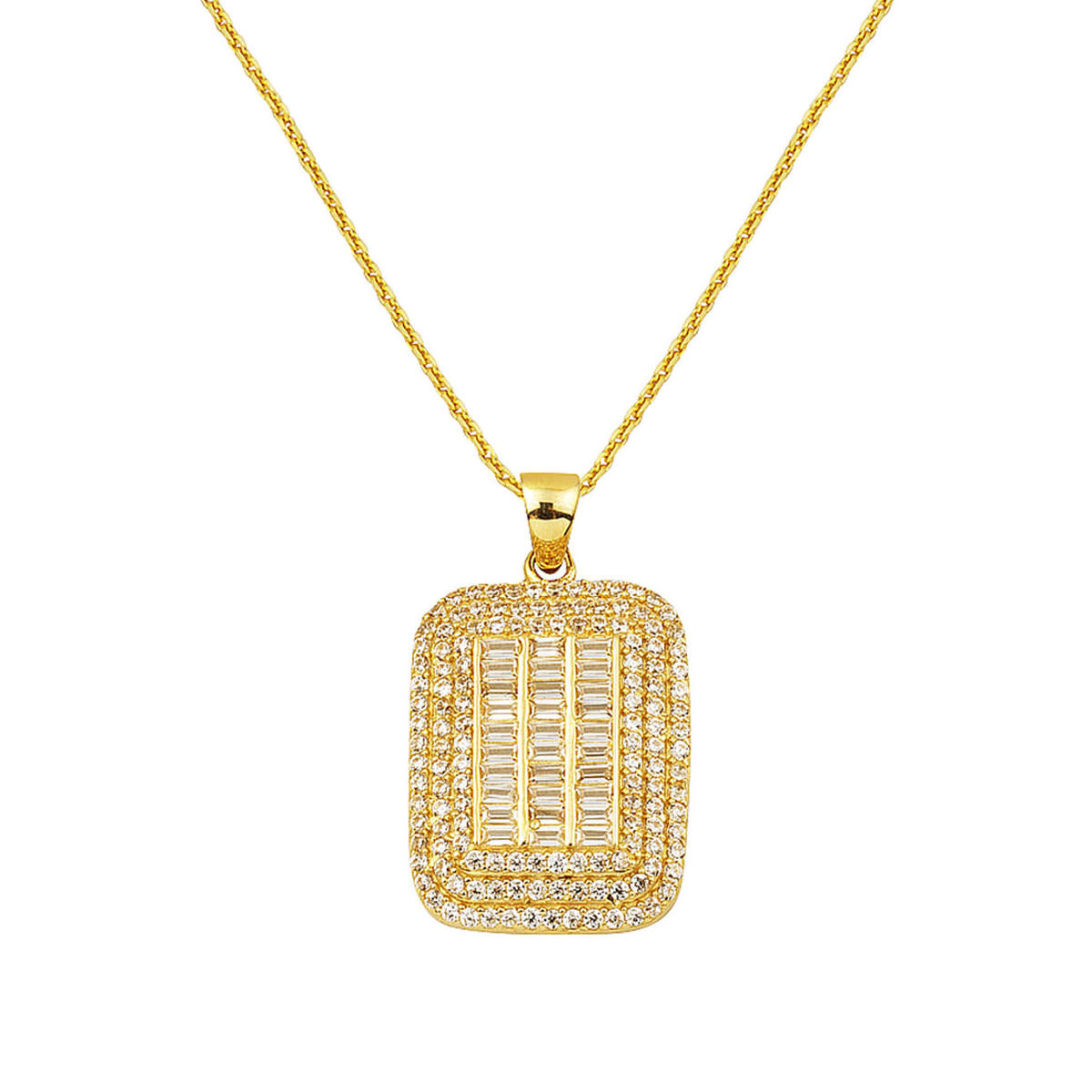 Baguette avec Pierres 14 Carats Or Collier
