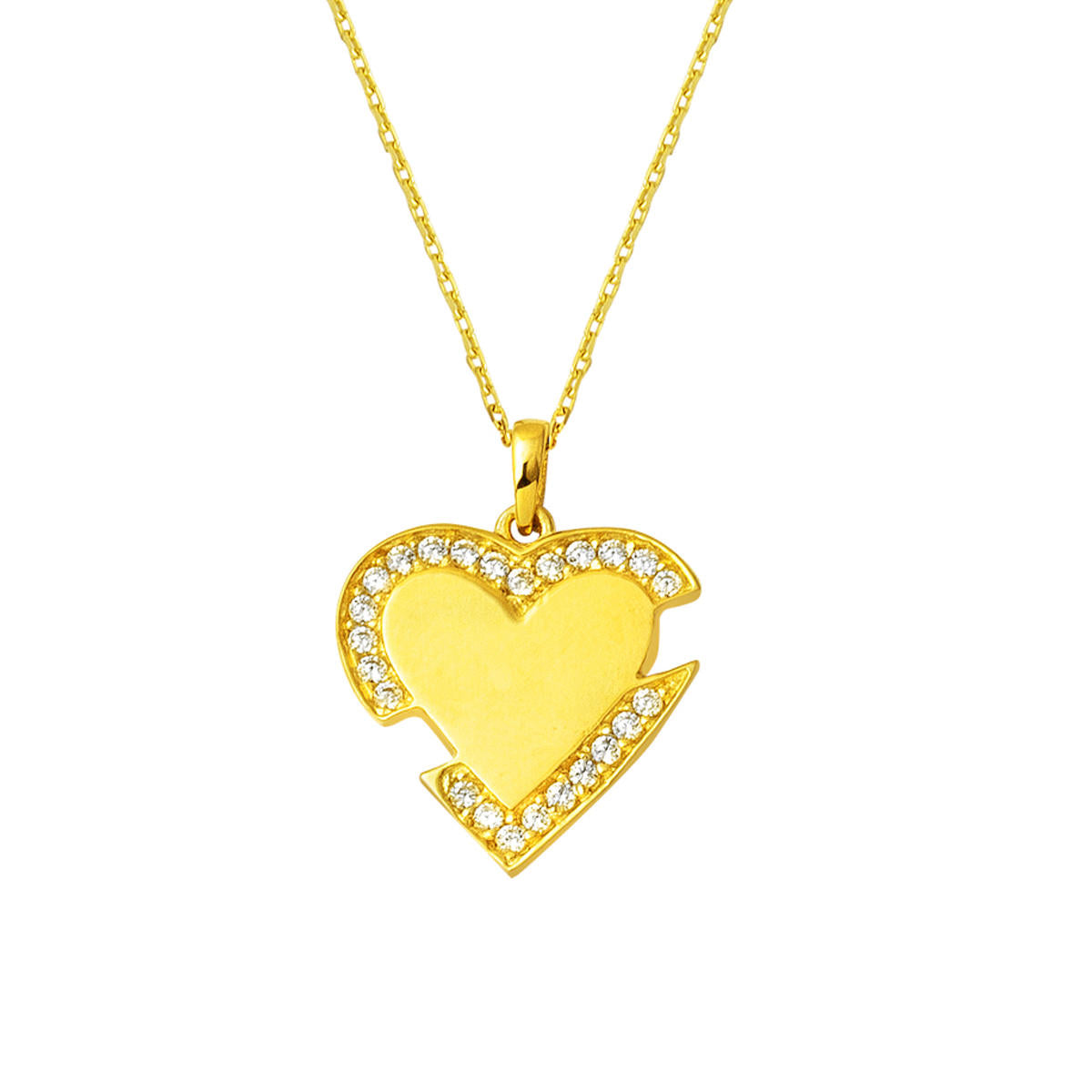 with Heart İsim Yazılabilen 14 Karat Gold Necklace