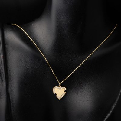 with Heart İsim Yazılabilen 14K Gold Necklace - 14K - 2.21g - EZ Gold