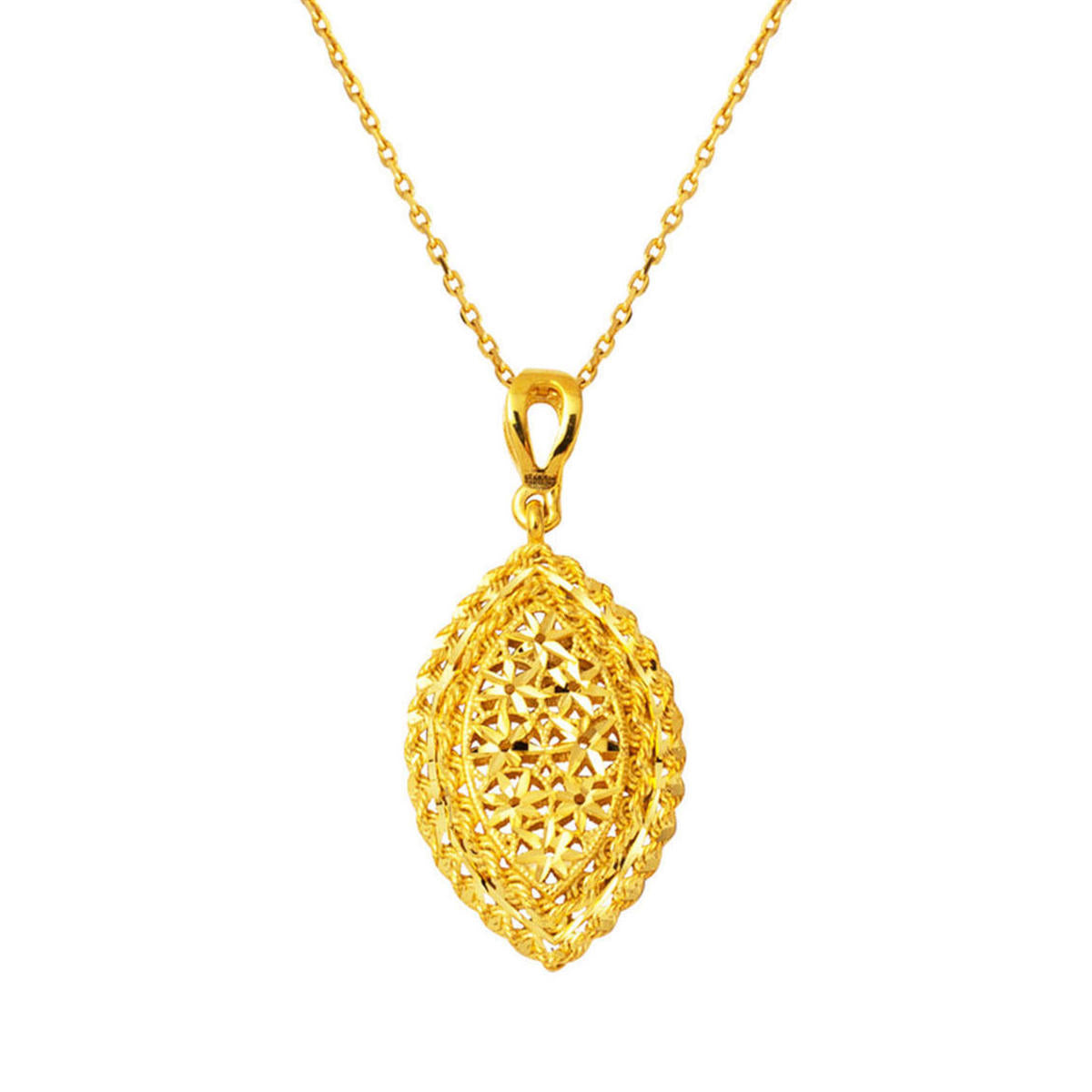 22 Karat Marquise Tree of Life Gold Necklace