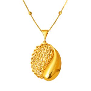 Leaf Drop Designed 22 Karat Gold Necklace