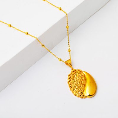 Leaf Drop Designed 22K Gold Necklace - 22K - 7.92g - EZ Gold