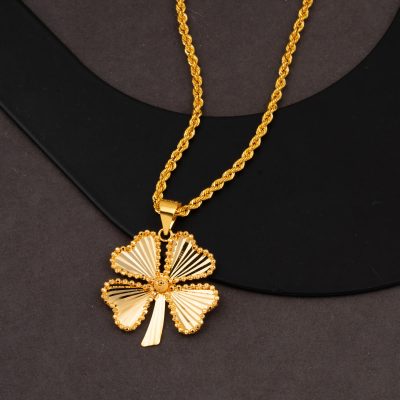 22K Işıltılı Clover Gold Necklace 3 cm. Çaplı - 22K - 8.01g - EZ Gold
