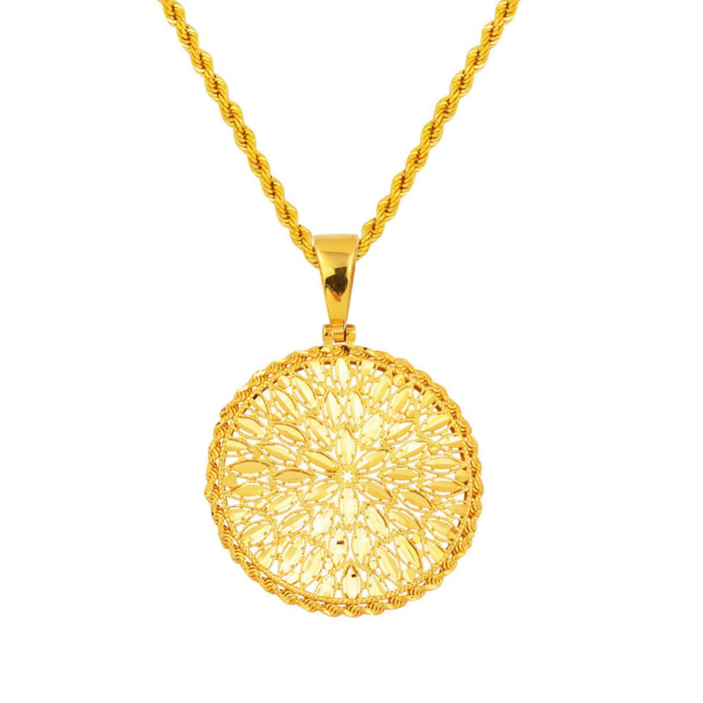 22 Karat Tree of Life Gold Necklace (3 cm Çaplı)