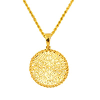 22 Carats Fleur de Vie Or Collier (3 cm Çaplı)