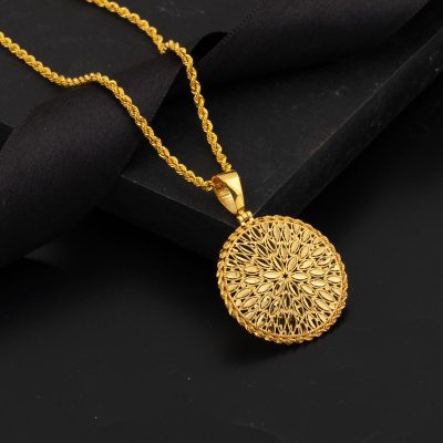 22 Carats Fleur de Vie Or Collier (3 cm Çaplı) - 22K - 7.63g - EZ Gold