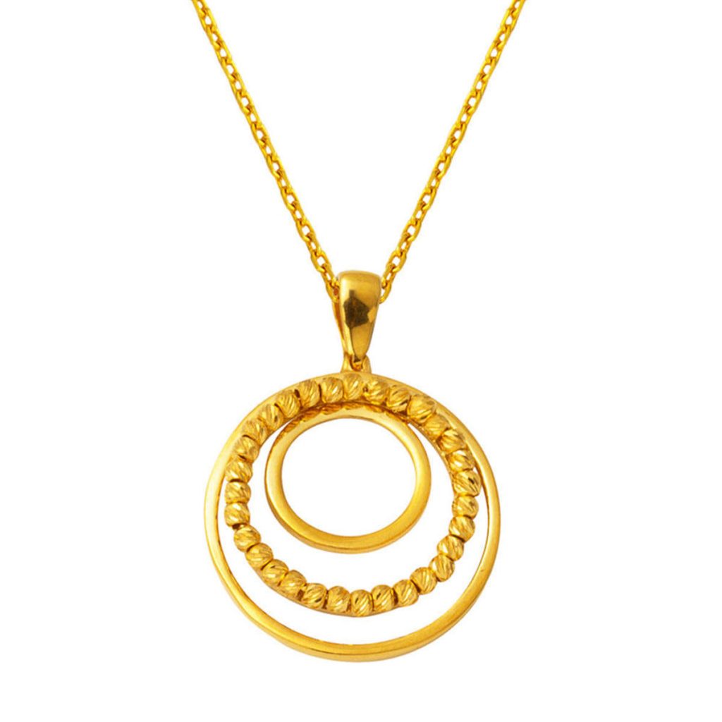 22 Carats Boules à Anneaux Or Collier