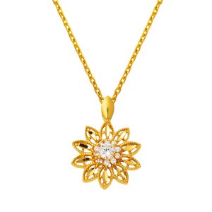 Lotus Çiçeği 22 Karat Gold Necklace