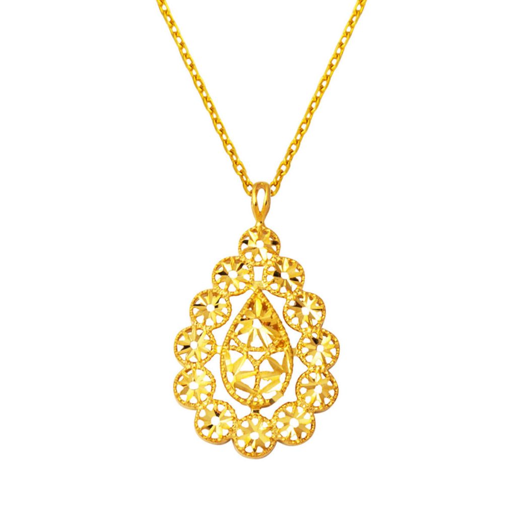 Tree of Life Drop 22 Karat Women's Gold kolye