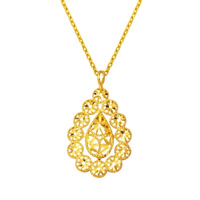 Fleur de Vie Goutte 22 Carats Femme Or kolye