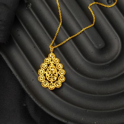 Fleur de Vie Goutte 22 Carats Femme Or kolye - 22K - 3.76g - EZ Gold