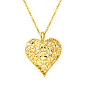 22 Carats Collier Fleur de Vie avec Cœur Or