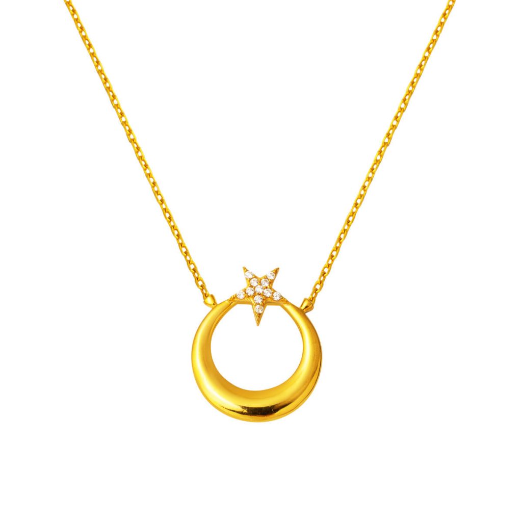 22 Karat Moon-Star Gold Necklace