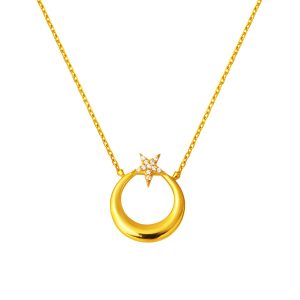 22 Karat Moon-Star Gold Necklace