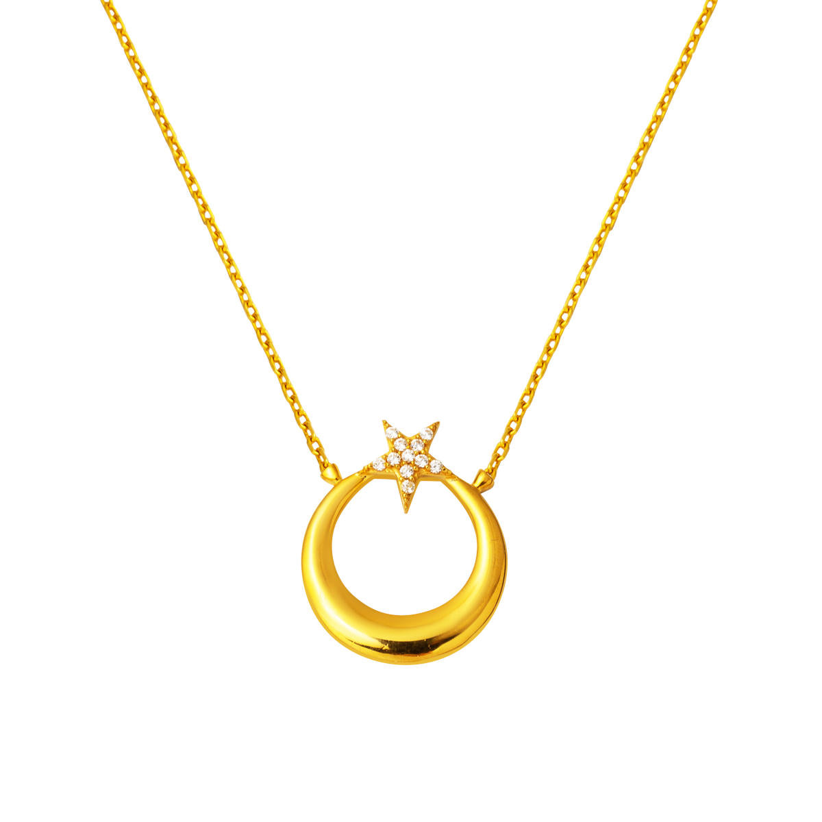 22 Carats Lune-Étoile Or Collier