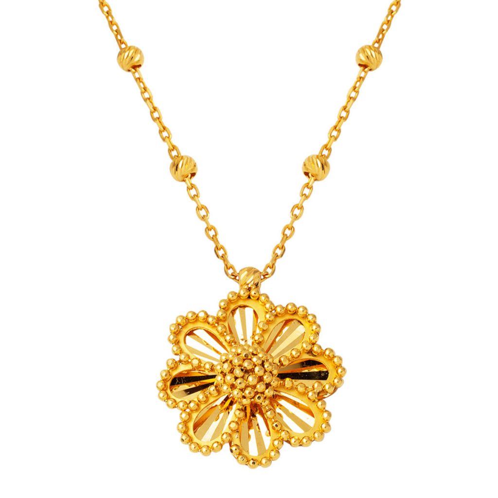 22 Karat Gold Popcorn Chain Papatya Necklace