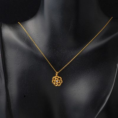 Güllü 22 Ayar Taşlı Altın Kolye - 22K - 2.62g - EZ Gold