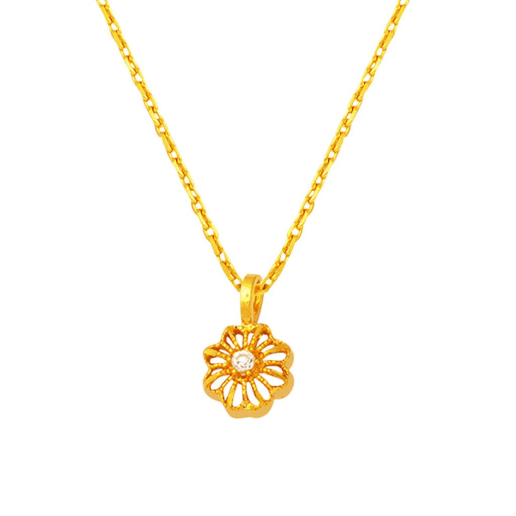 avec Pierres Fleur 22 Carats Or Collier