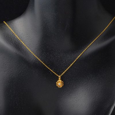 Taşlı Çiçek 22 Ayar Altın Kolye - 22K - 2.05g - EZ Gold