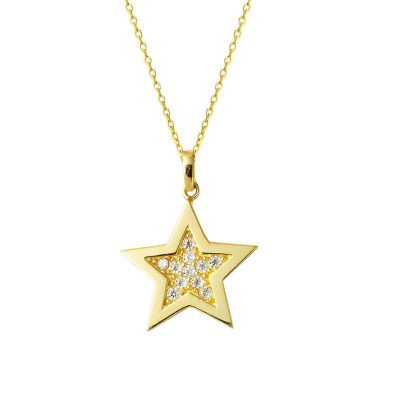 with Stones Star Gold Necklace - 14K - 1.76g - EZ Gold