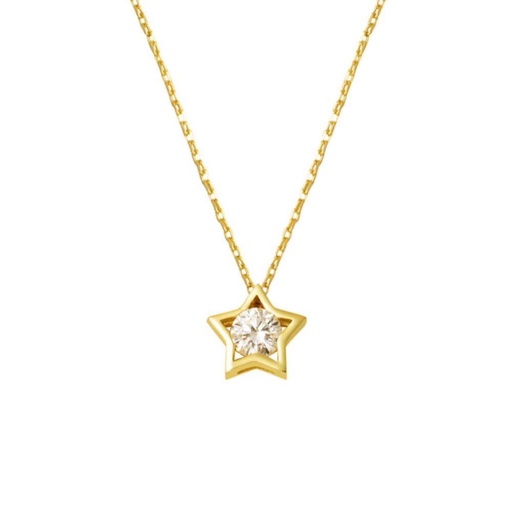 14 Carats Or Etoile Design Solitaire Collier