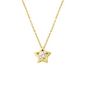 14 Carats Or Etoile Design Solitaire Collier