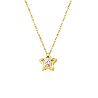 14 Carats Or Étoile Design Solitaire Collier