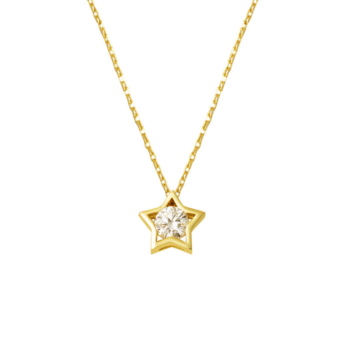 14 Carats Or Etoile Design Solitaire Collier