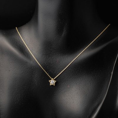 14 Carats Or Étoile Design Solitaire Collier - 14K - 1.58g - EZ Gold