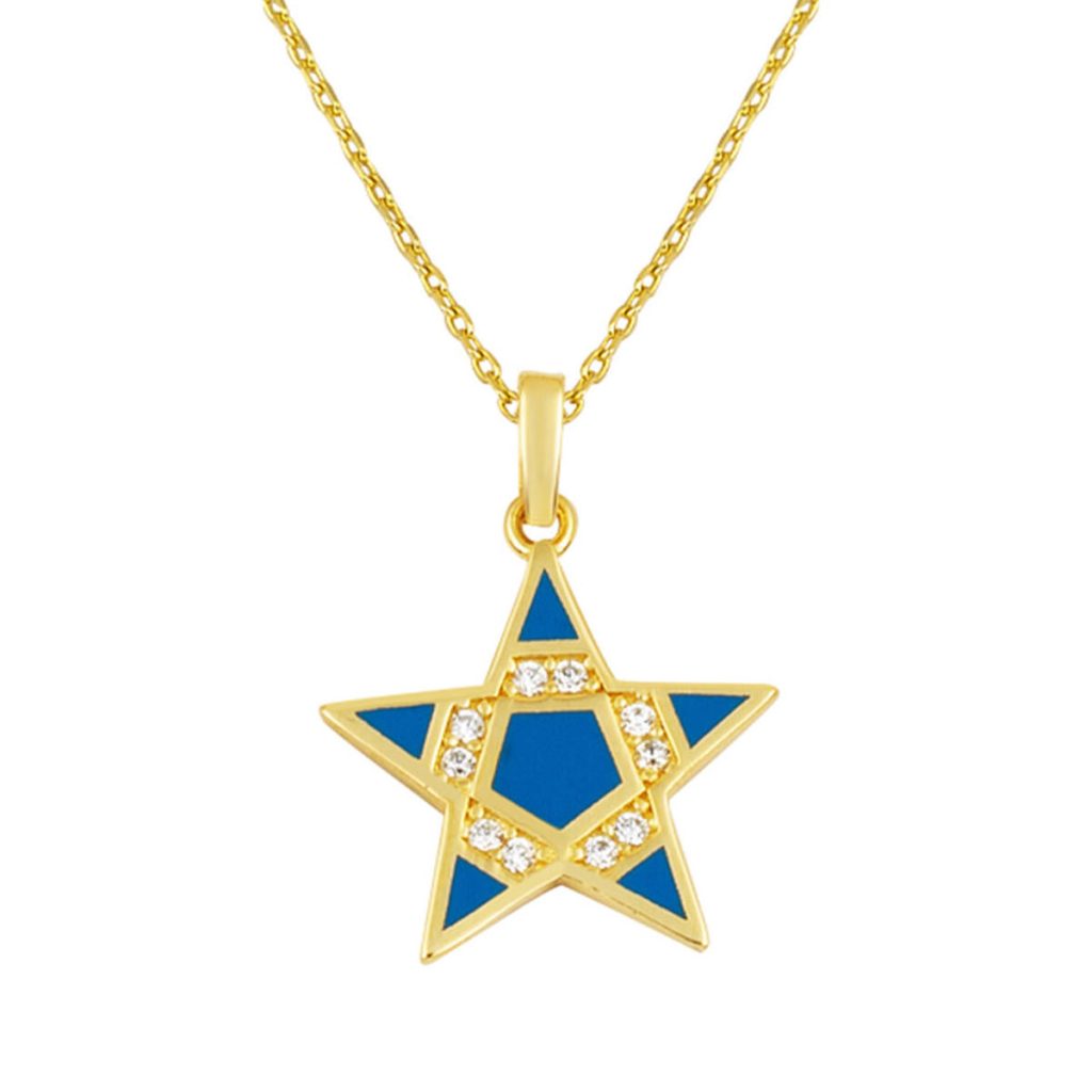 Blue Enamel Star Gold Necklace