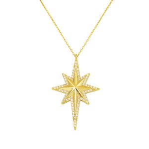 Kutup Starı 14 Karat Gold Necklace