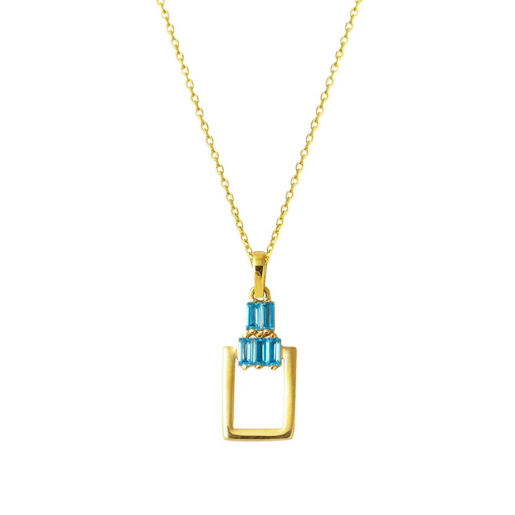 Bleu Baguette avec Pierres Dörtgen Or Collier