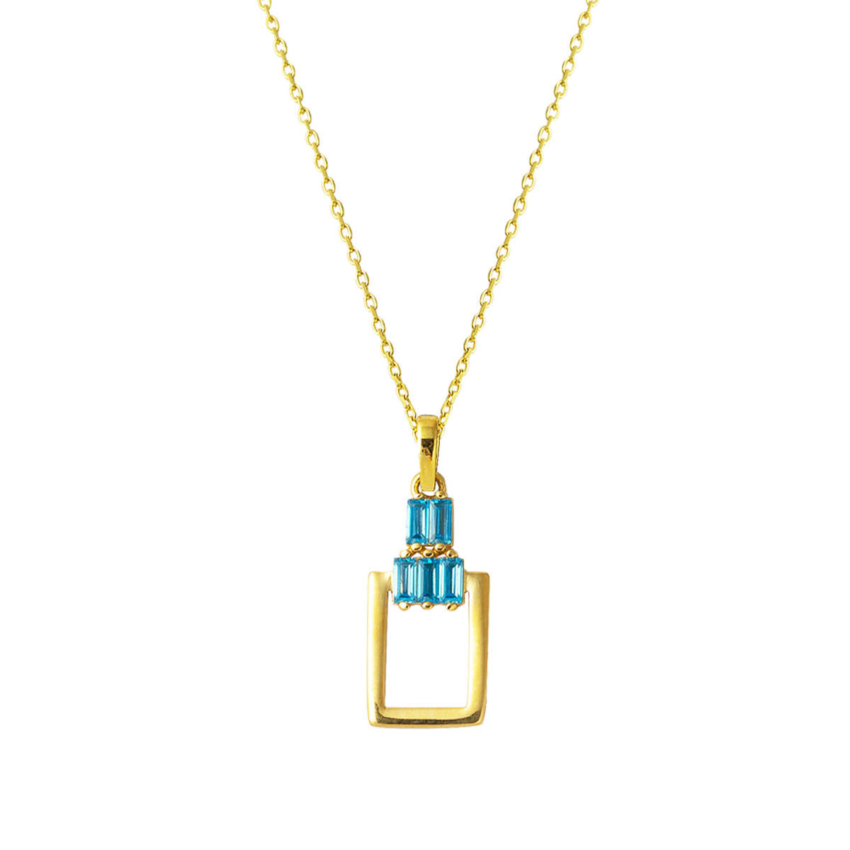 Bleu Baguette avec Pierres Dörtgen Or Collier