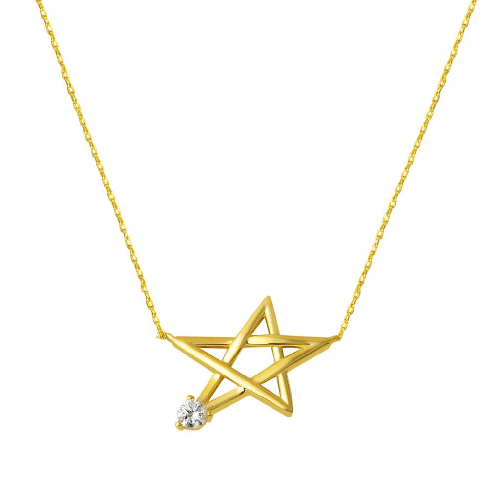 Tek with Stones Gold Star Necklace