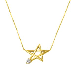 Tek with Stones Gold Star Necklace