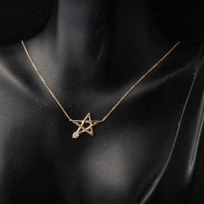 Solitairelı Gold Star Necklace - 14K - 1.7g - EZ Gold