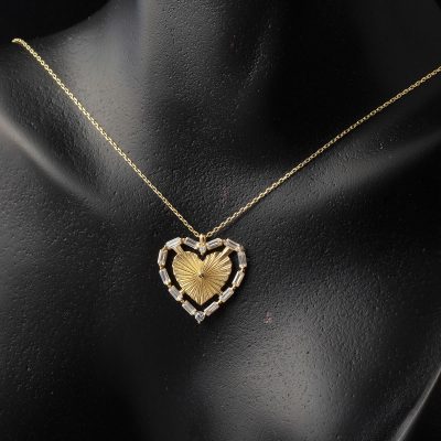 Baget Taşlı Kalp 14 Ayar Altın Kolye - 14K - 3.08g - EZ Gold