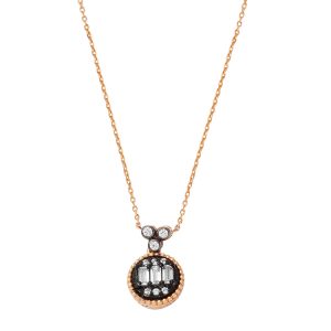 Baguette avec Pierres Rose Or Collier