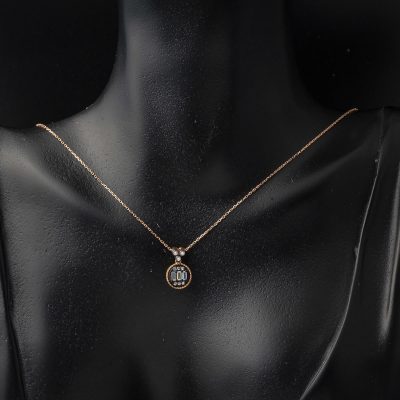 Baget Taşlı Rose Altın Kolye - 14K - 2.62g - EZ Gold