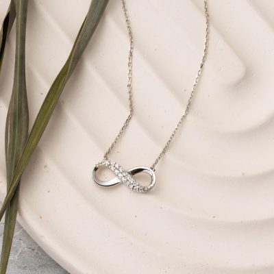 0,06 Karat Sonsuzluklu Diamond Necklace - 14K - 1.37g - EZ Gold