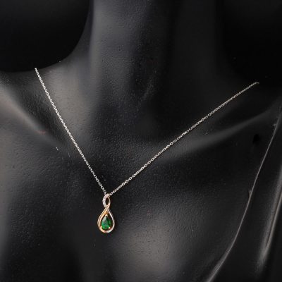 Diamant Zümrüt Sonsuzluk Collier - 14K - 2.14g - EZ Gold