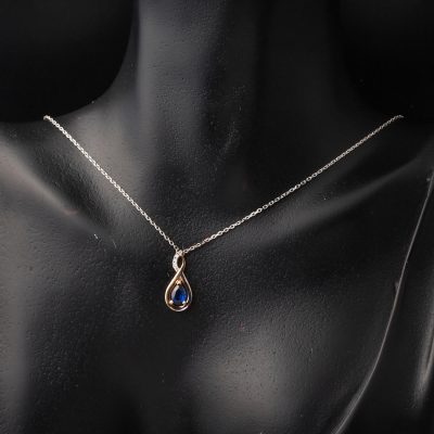 Diamant Safir Sonsuzluk Collier - 14K - 1.75g - EZ Gold