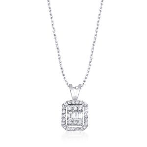 0,20 Carat Baguette Diamond Necklace